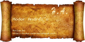 Hodor András névjegykártya